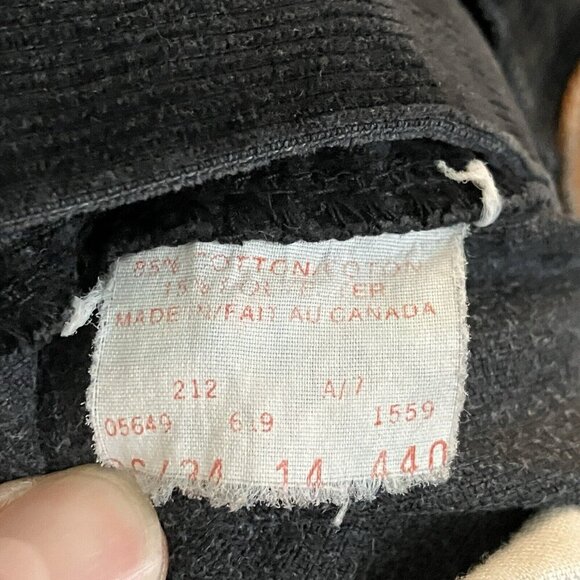 Vintage Levi's Black Corduroy Pants Womens 34 Neutral Made Canada - Picture 6 of 8